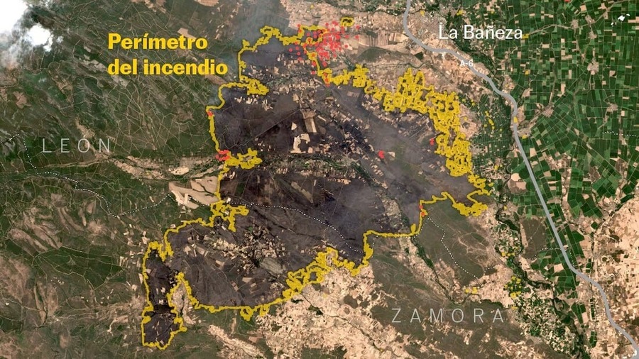 The Zamora and Leon wildfire, one of Spain's largest